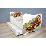 Detská posteľ Top Beds Happy Kitty 140x70 Pretekárske autíčko so zásuvkou